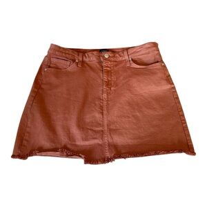 Just Black Rust Denim Mini Skirt with Frayed Hem in Size L Stitch Fix CD123KP